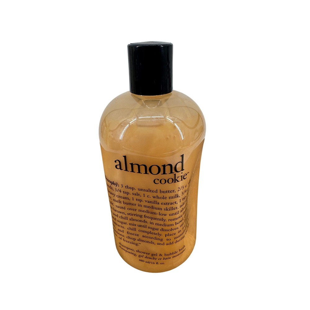 Philosophy Almond Cookie 3-in-1 Shampoo Shower Gel Bubble Bath 16oz Tan Scented
